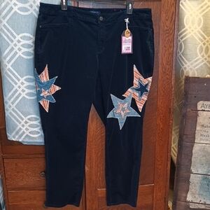 UPCYCLED Plus! Talbot's navy corduroy patchwork pants 20W